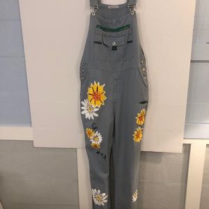 Blue Floral Misslook Overalls size juniors XL